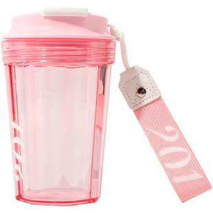 miniso名创优品随手杯学生水杯咖啡星人杯子可爱男女一盖两用水杯