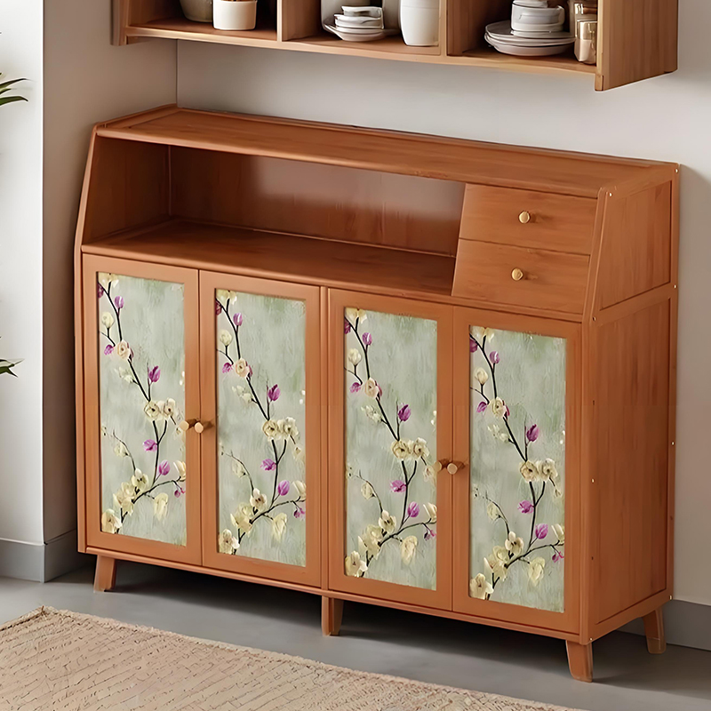 餐边柜置物架中古风落地多层非实木碗柜厨房收纳储物柜靠墙茶水柜