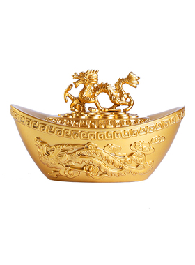 龙凤金元宝黄铜摆件纯铜