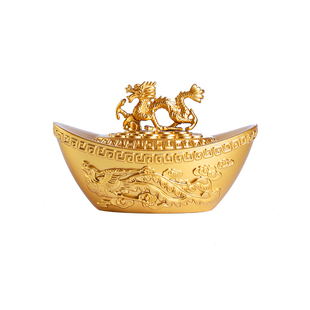 龙年龙凤金元宝黄铜摆件纯铜仿真招财元宝空心大号开业乔迁好礼品