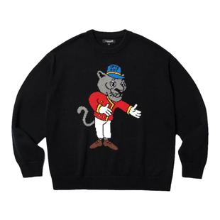 SUPERTOFU经典款 黑豹门童 针织手绘图案 针织衫毛衣男女