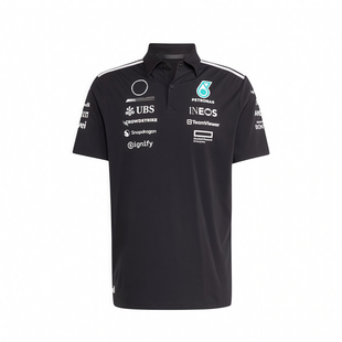 F1梅赛德斯奔驰AMG车队队服黑色polo衫短袖T恤f1周边文化衫可定制