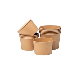 一次性碗餐盒圆形打包盒饭盒加厚食品级竹浆本色纸碗家用商用纸碗