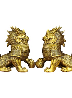 铜财福麒麟铠甲将帅麒麟镇宅摆件