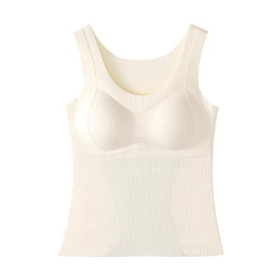 帕兰朵羊绒蚕丝保暖背心女带胸垫