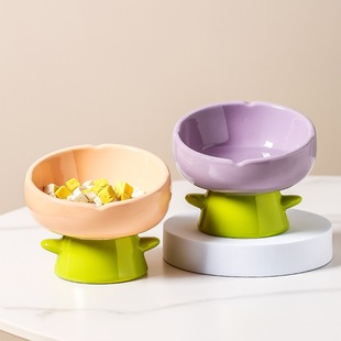 郁金香猫碗陶瓷保护颈椎猫盆狗狗吃饭宠物用品食打翻猫咪高脚防水