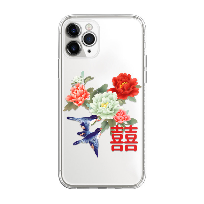 结婚喜庆情侣透明防摔手机壳