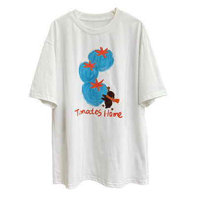 N货！宽松印花圆领短袖棉T恤