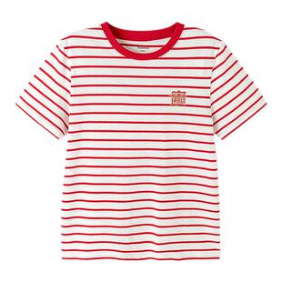 【balaOne】巴拉巴拉儿童短袖t恤男童春秋上衣女童内衣红色拜年服