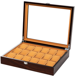 高档木质手表收纳盒机械表收藏盒腕表展示箱大容量家用开窗带锁盒