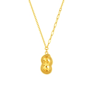 【节日礼物】周大福爆闪鱼鳞好事花生足金黄金项链男计价EOF1934