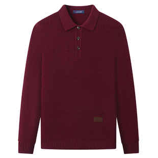 [重磅羊绒羊毛]梦特娇男士羊毛衫冬装时尚针织华夫格毛衣厚保暖J