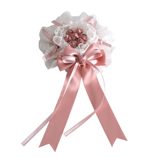 原创粉色花屿蝶lolita可爱甜美颈链小物甜品扁帽礼帽发带kc手袖