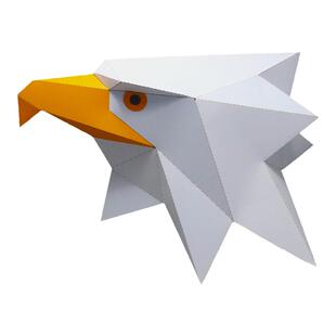 老鹰白头鹰动物头套纸模面具diy卡通可戴套头鸟头派对表演出活动