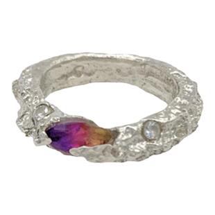 T.MAJOR | 925银镶彩色渐变碧玺神秘独特肌理戒指