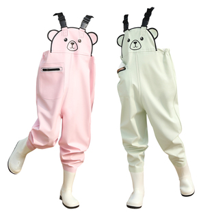 儿童玩水赶海连体衣服涉水下水裤防水雨裤雨鞋一体幼儿园玩沙装备