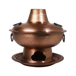 老式铜纯铜火锅炉加厚家用木炭火锅炉老北京鸳鸯锅铜锅纯铜锤点锅