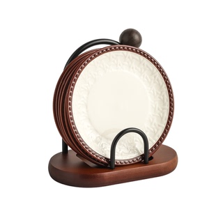 中古风陶瓷吐骨碟带收纳架家用2025新款轻奢高级感水果盘下午茶碟