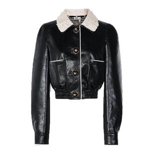 【赵美延同款】lefame拉飞姆2025秋新款环保皮衣夹克上衣女显瘦