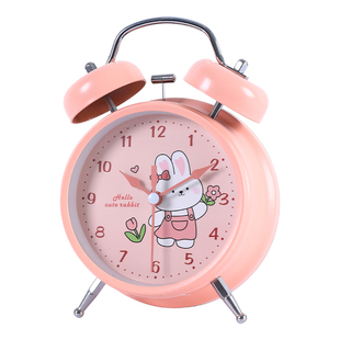 初中生小闹钟儿童女孩用学生专用起床神器高颜值可爱兔子粉色时钟