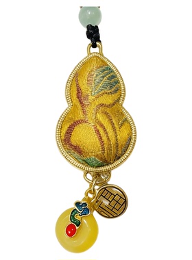 桑蚕丝宋锦葫芦福禄项链挂坠挂件