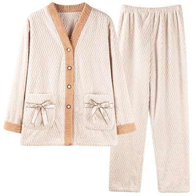 猫人睡衣女士法兰绒加绒加厚大码