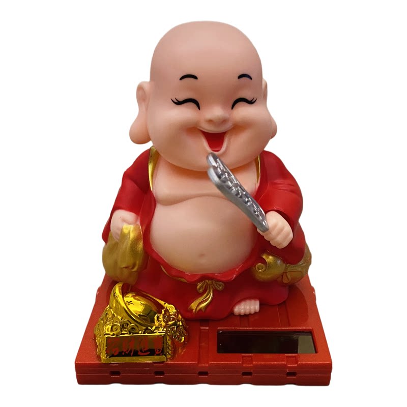 太阳能摆件自动点头小和尚弥勒佛