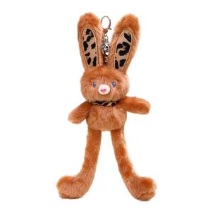 YUYI原创可爱豹纹抽拉耳兔子公仔玩偶情侣礼物书包包挂件钥匙扣女