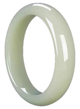 和田玉青白玉扁条中宽手镯女款手工打磨大气百搭气质款玉石玉镯