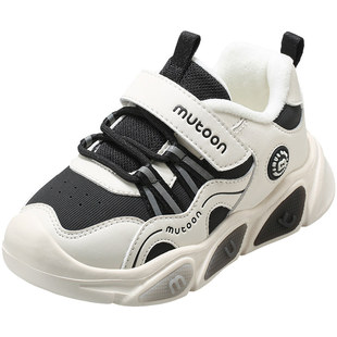 牧童童鞋儿童棉鞋2025冬季新款女童皮面潮酷闪灯运动鞋加绒男童鞋