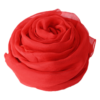 大红丝巾女舞蹈聚会拍照披肩围巾