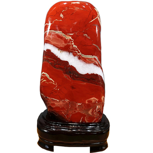 奇石天然原石南非红碧玉鸡血石观赏玉石客厅装饰中式红色石头摆件