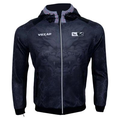 VSZAP黑色男连帽拉链运动卫衣