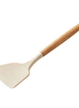 cookerbene家用不粘锅专用硅胶锅铲炒菜铲子煎铲汤勺白色木柄硅胶