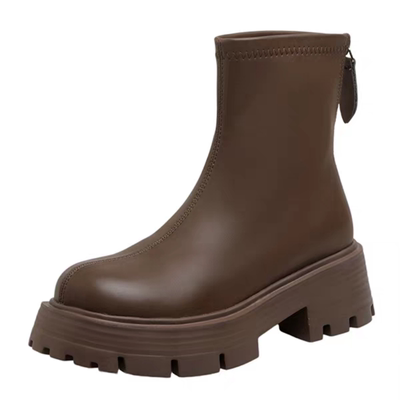 真皮高跟马丁靴女2025新款