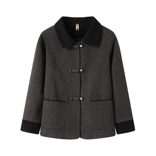 中老年人春装女毛呢外套奶奶26新款老年妈妈呢子上衣老人秋冬衣服