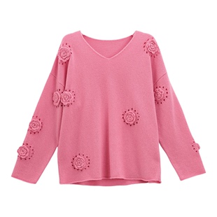 芭依璐2026春装新款毛衣时尚休闲减龄打底衫针织衫立体花朵百搭女