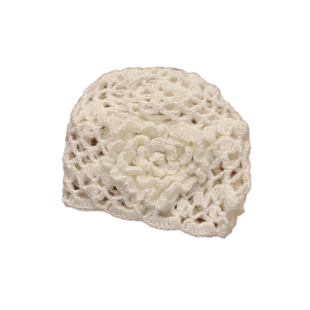 韩系立体花朵针织冷帽女春夏季新款显脸小透气帽子镂空编织包头帽