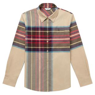 【商场同款】Hazzys哈吉斯磨毛长袖格纹衬衫女年秋冬衬衣