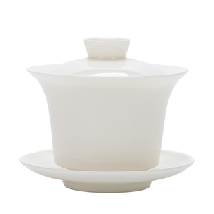 苏氏陶瓷高档羊脂玉瓷三才盖碗德化白瓷单个茶碗功夫茶具带盖茶碗
