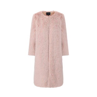 NanaJacqueline圆领环保皮草女新款宽松版型复古千金气质长款外套