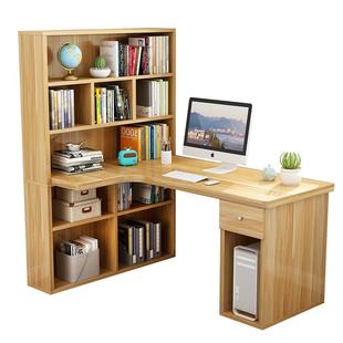 实木转角书桌书架一体组合卧室儿童学习写字桌简约台式办公电脑桌