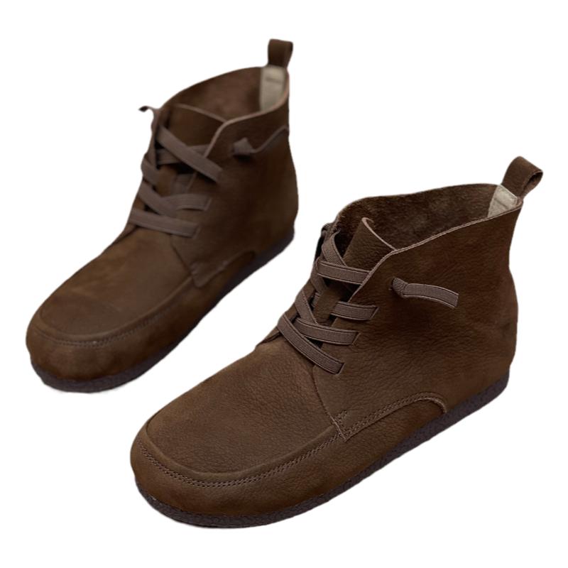 真皮马丁靴女秋冬新款民族风单靴加绒平跟百搭短靴子牛皮烟筒靴