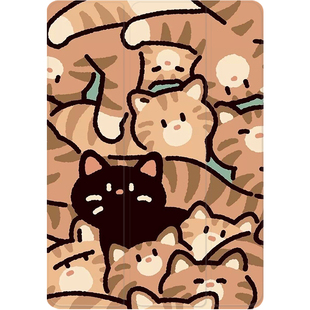 ipad2021保护壳带笔槽pro11猫咪mini6日系air5透明8第九代亚克力磁吸720度旋转适用苹果平板8防摔10.2防弯套9