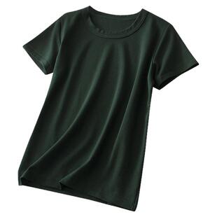 圆领短袖纯色T恤女2025年新款白色ins大码上衣女装显瘦修身打底衫