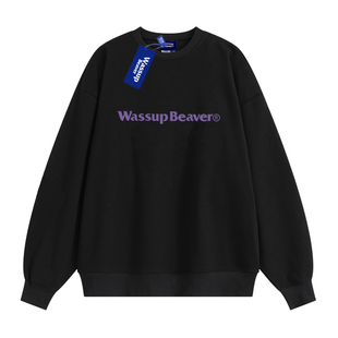 WASSUP BEAVER潮牌字母秋冬季卫衣男女ins宽松休闲上衣官方旗舰店