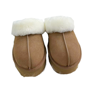 2025秋冬新款桑坡羊皮毛一体厚底星星拖鞋毛毛雪地靴纯皮家居翻毛