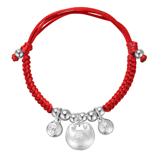 儿童手链女童女孩红绳红色编织手绳漂亮高颜值胖福小银坨生日礼物