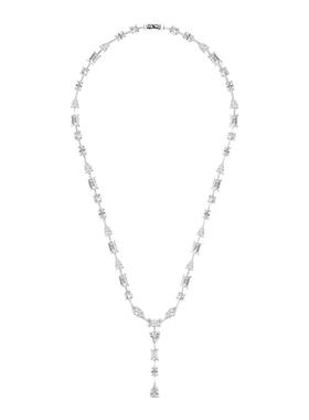 镀白金女异形高碳钻项链耳坠