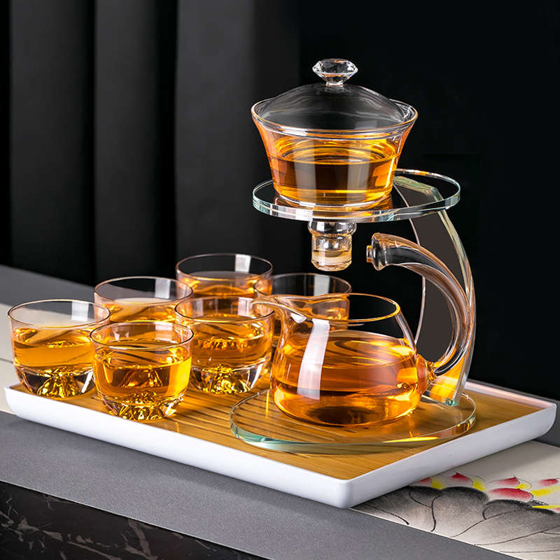 玻璃全自动懒人茶具套装功夫茶杯办公室会客家用磁吸茶壶泡茶神器